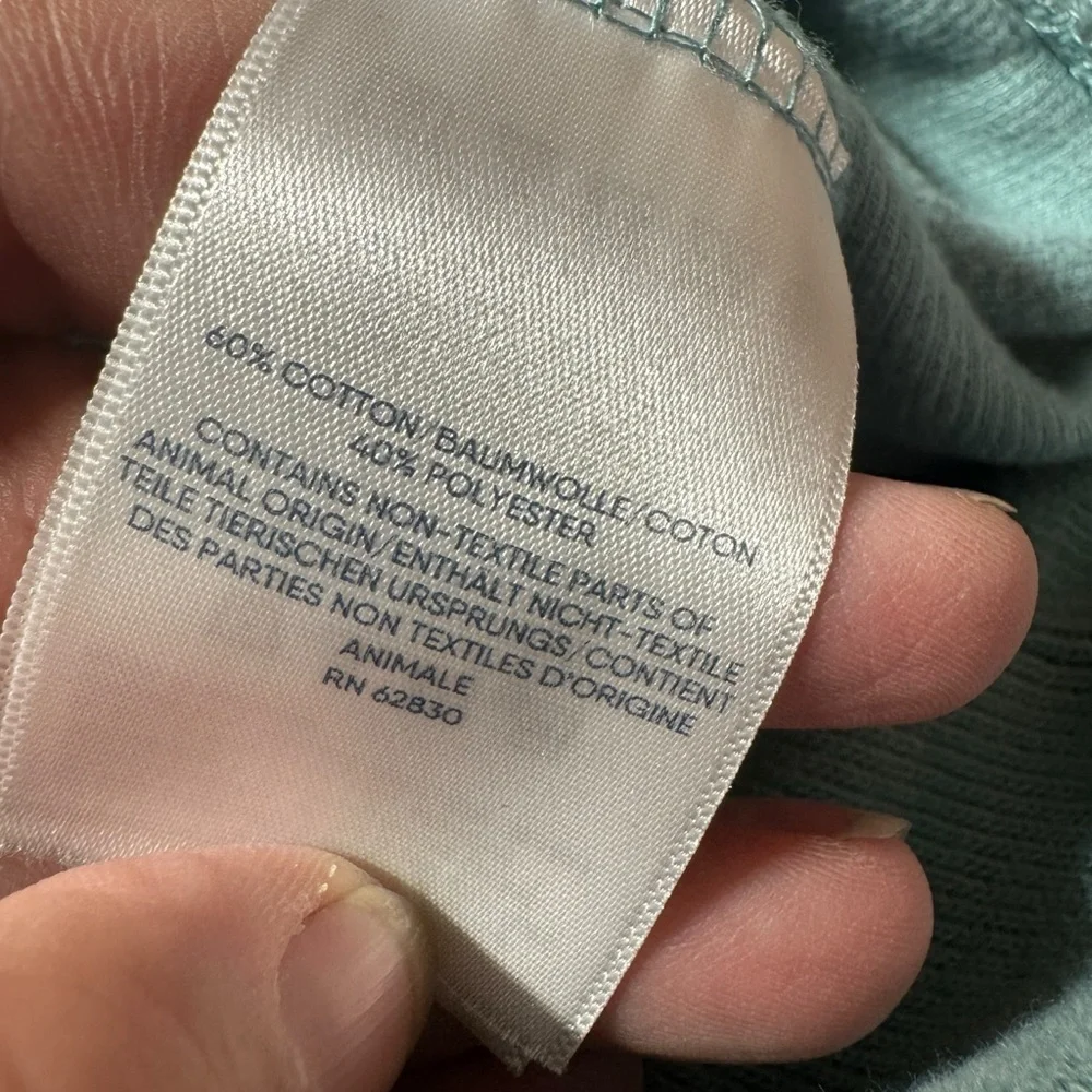 Lands' End Bedford Rib Quarter Zip Pullover Sweater Blue Green Mens Medium - Picture 5 of 8